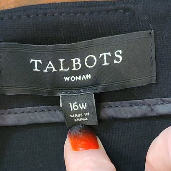 Talbots Woman‎ Pencil Skirt Black Lamb Skin Front Jersey Knit Back Size 16W NWOT - Picture 3 of 9